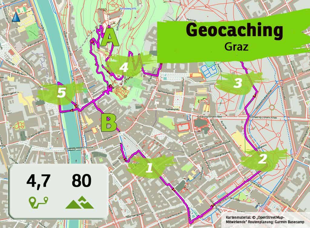 graz uhrturm teamevent teambuilding betriebsausflug geocaching karte uebersicht