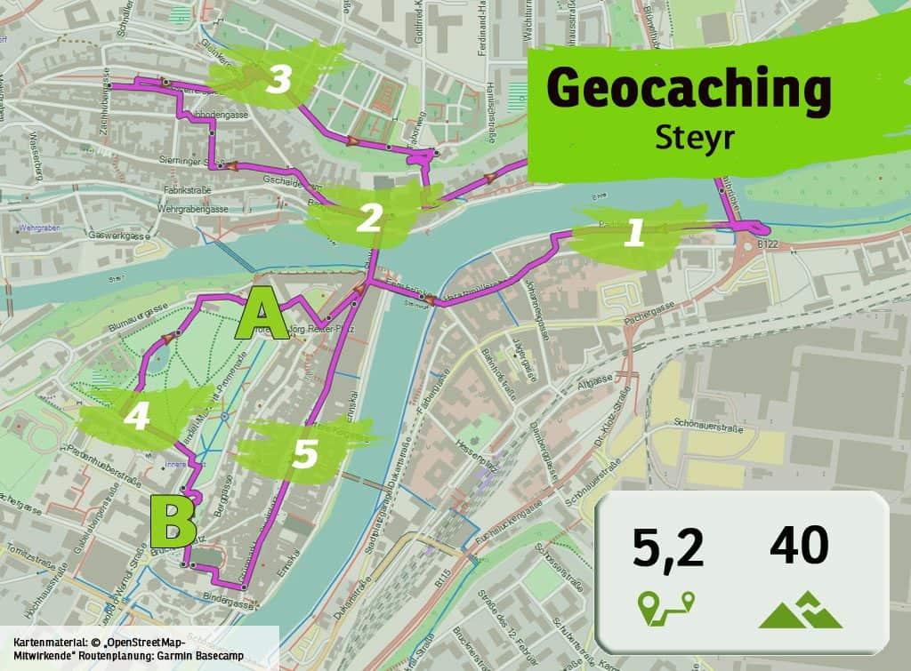 steyr teamevent teambuilding betriebsausflug geocaching karte uebersicht