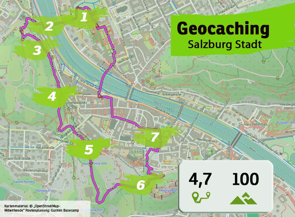 salzburg stadt teamevent teambuilding betriebsausflug geocaching karte uebersicht